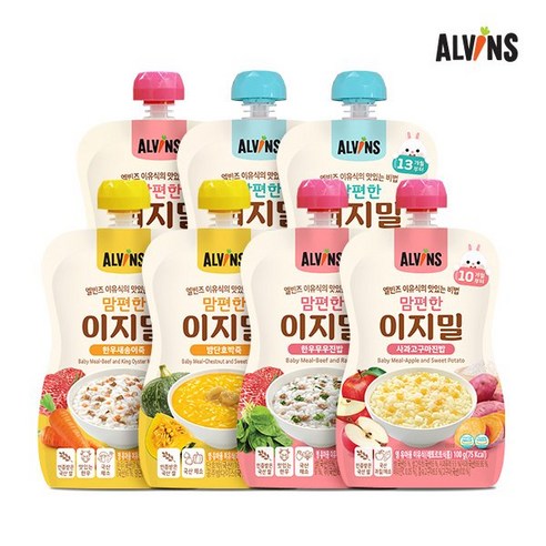 엘빈즈 이지밀 맘편한 파우치 이유식 10개월 이상, 20개, 사과고구마진밥