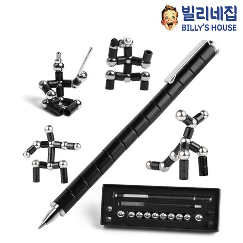 빌리네집 폴라펜 자석볼펜 피젯펜 pijet pen, 블랙, 1개