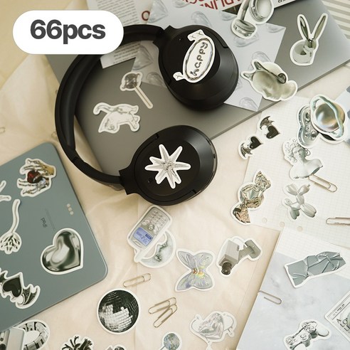 디어플레이스 생활방수 리무버블 캐리어 노트북 스티커, 2세트, 07_실버_66pcs