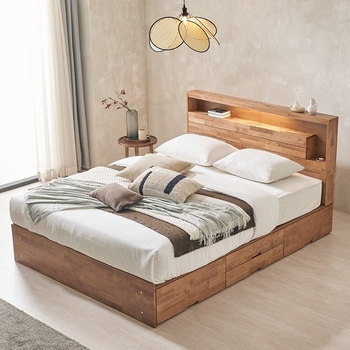 핀란디아 넬슨 LED 원목 수납침대: 편안함과 스타일의 완벽한 조화