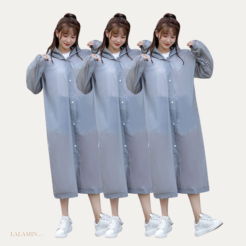 라라민 다회용 EVA 우비 3개세트 두꺼운 비옷 우의