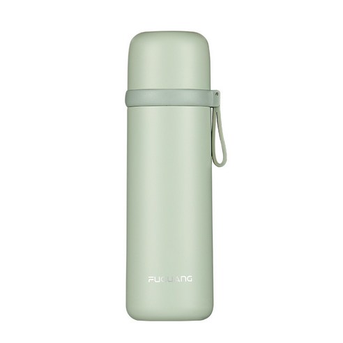 부광 304 스테인리스강 보온컵 대용량 양자탄두 남녀 손잡이 420ml 물컵 인쇄 로고, 초록색
