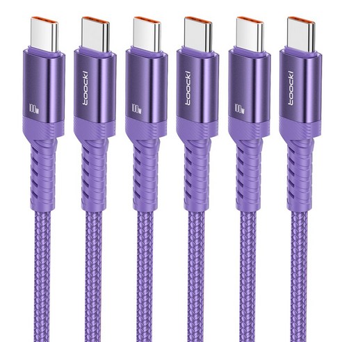 Toocki 툭키 E Marker 칩100W C to C타입 초고속 메탈 충전케이블, 퍼플, 3개, 3m