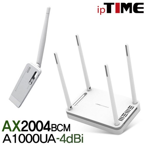 ipTIME AX2004BCM 기가비트 유무선 와이파이 공유기 듀얼밴드 Wifi AX1500, AX2004BCM +A1000UA-4DBI (무선랜카드 패키지)