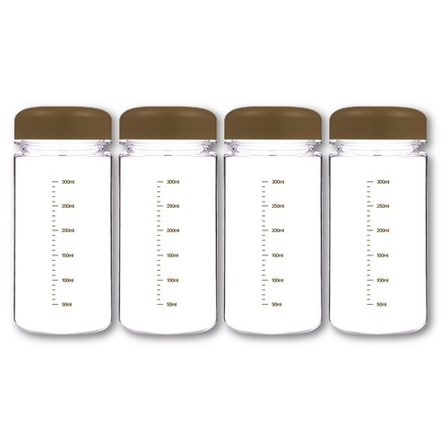 위드 눈금물병 페트 마이보틀 350ml 4P, 브라운 (4개입), 4개
