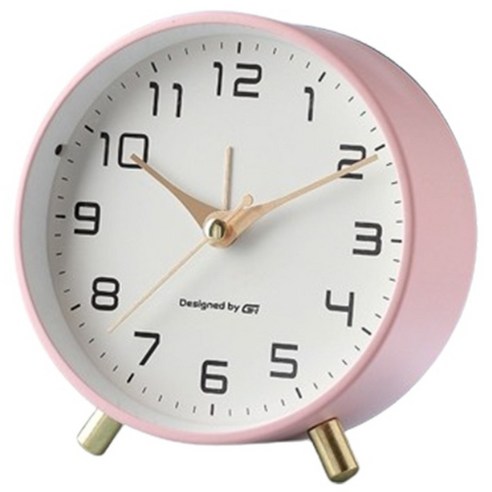 벨레스 골든 무소음 알람 탁상시계 LED 라이트, 핑크