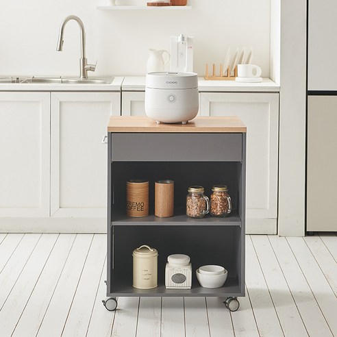 올리브 서랍형 조리대 이동식 홈바 MWF224C, 오크화이트