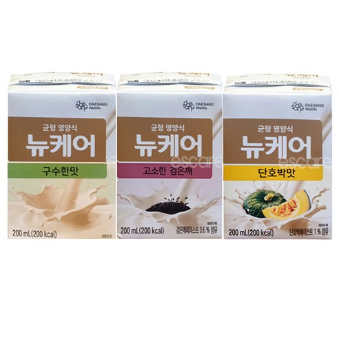 뉴케어 구수한맛 단호박맛 검은깨맛 10팩씩 (빨대) 일반 환자 균형 영양식, 200ml, 30개