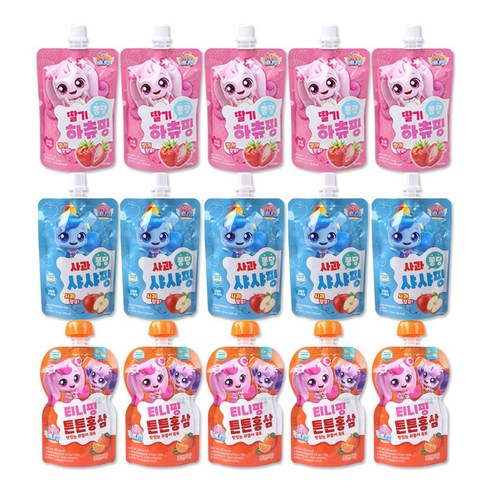 캐치티니핑 음료수 하츄핑 딸기 5개 + 샤샤핑 사과 5개 + 튼튼홍삼 5개, 1세트, 100ml
