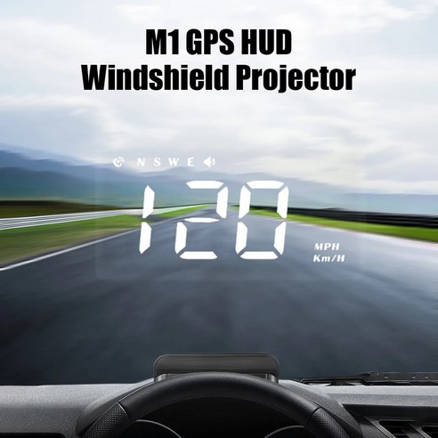 M1 GPS HUD 자동차 헤드업 디스플레이 속도계 속도 테스트 경보 시스템 프로젝터 온보드 컴퓨터 앞유리 프로젝터 KMH 게이지, 3)파란