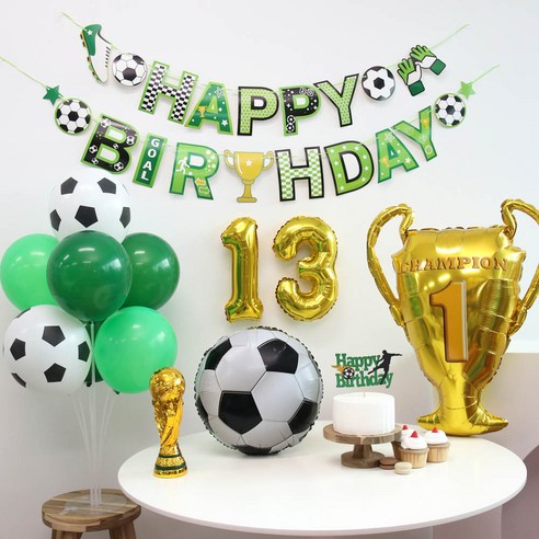 이벤트홀릭 축구 풍선 가랜드 생일 파티 용품 세트, 숫자풍선 13