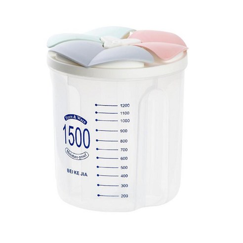 시리얼 디스펜서 보관함 주방 식품 곡물 용기, 3 그리드 1500ml, PP