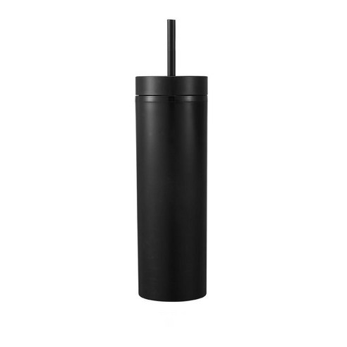 16oz 더블 AS 플라스틱 스트레이트 컵 다색 스크럽 음료 물컵, 검정색, 501-600ml