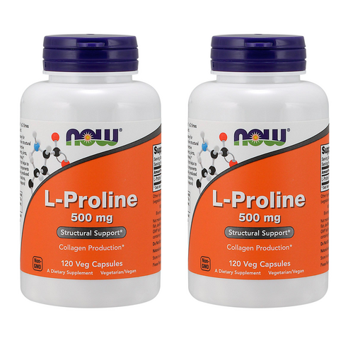 나우푸드 L-프롤린 500 mg 베지 캡슐 엘 프롤린 L-Proline 기타 아미노산, 120정, 2개