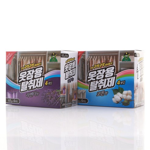 산도깨비 옷장용 탈취제 65gX4개입/냄새제거/라벤더향/코튼향/젤형, 코튼향, 코튼향