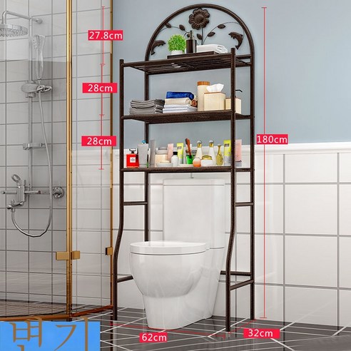 ZZJJC 욕실 화장실 선반 바닥 주방 침실 층간 화장실 삼각수납대 펀치프리, 4단:높이180cm-고동색