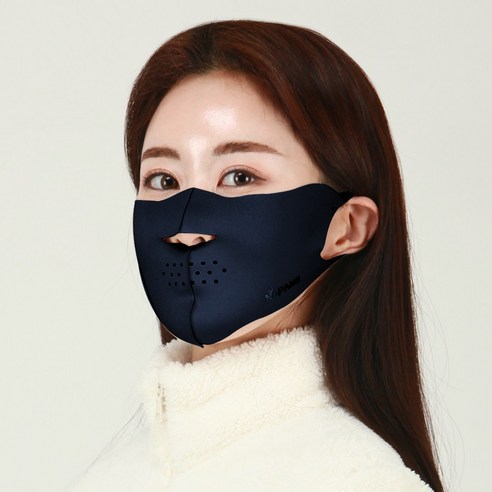 네이팡 스탠다드 에어홀 남녀공용 자외선 차단 스포츠 운동 안면 입체 쿨링 마스크, 네이비
