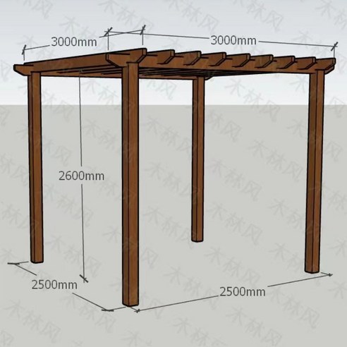 조립식 파고라 원목 캐노피 가제보 야외 렉산 사각 정자 농막, 3mx3mx2.6m 기둥 9x9cm