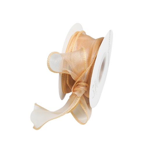디어플레이스 쉬폰 리본끈 오간디 포장끈 4cm, 1개, 9m, 12 골드