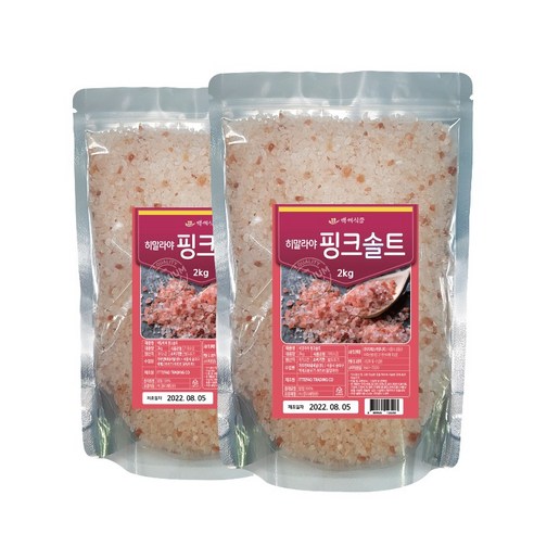 히말라야 핑크솔트 천연암염 2kg, 2개