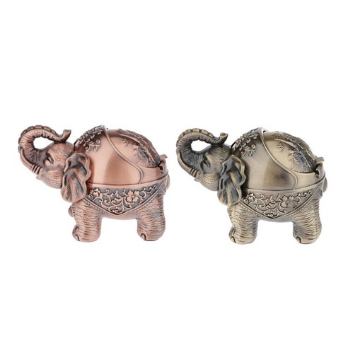 2 조각 양각 재떨이 귀걸이 주최자 홀더 코끼리 보석 상자 뚜껑
