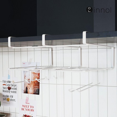 이놀 라니아 무타공 간편한 다용도 주방 선반 조리도구 걸이 도마 거치대, 1개, 화이트 [LX947]