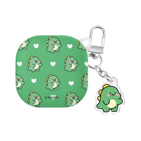 리틀티노 패턴 버즈 라이브 / 버즈 프로 / 버즈2 / 버즈2 프로 하드 케이스(공용)+키링 세트, 리틀티노 패턴-그린, 버즈라이브/버즈프로/버즈2/버즈2프로(공용)