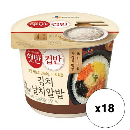 CJ제일제당 햇반 컵반 김치날치알밥, 188g, 18개