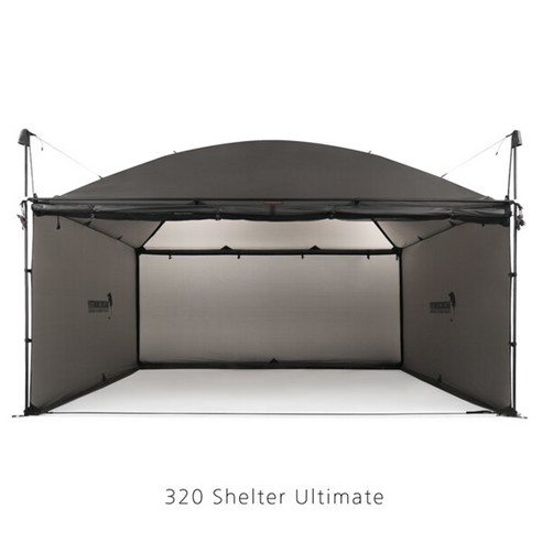 백컨트리 320 쉘터는 캠핑과 아웃도어 활동을 위한 거실형 텐트로, 주방 쉘터와 자립형 설계가 장점입니다.