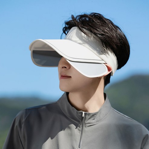 코코센스 썬커버 와이드 날개 골프 썬캡, 아이보리, 1개