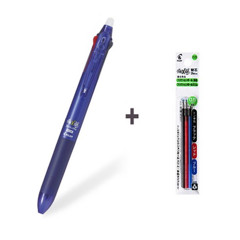 파이롯트 지워지는 볼펜 프릭션 3색 0.5mm 볼펜/리필심 세트, 3색 0.5 블루1개+리필심(혼합3개입)1개 세트