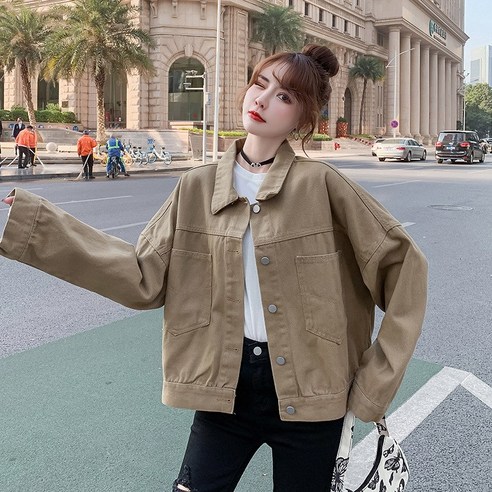 이른 봄 작은 향기 데님 빈티지 루즈핏 짧은 재킷 코트 여성 저고리 ins 조수