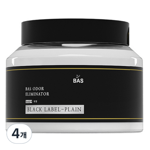 BAS 블랙라벨 베이직플러스 생활 탈취제 본품 플레인 무향, 350g, 4개