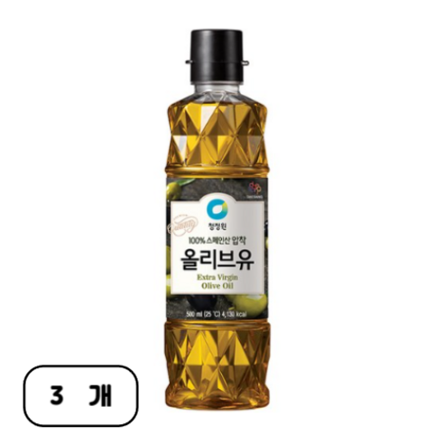 청정원 엑스트라버진 올리브유, 500ml, 3개