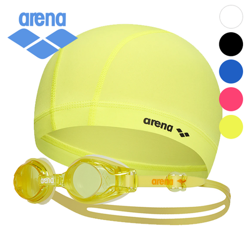 [정품] 아레나 수경 수모 생존수영 세트 초등 유아 주니어, 1세트, 옐로우
