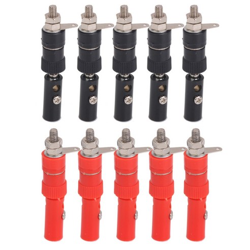 4mm 절연 바나나 플러그 소켓 잭 커넥터 새로운 10 쌍 레드 &amp; 블랙, 레드 블랙, 5.5mm, 철 아크릴로 니트릴 부타디엔 스티렌 플라스틱