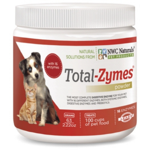 NWC Naturals 토탈자임 강아지 고양이 소화효소 파우더 2.2oz 63g, 1개