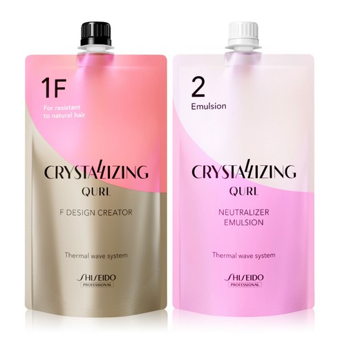 시세이도 크리스탈라이징 큘 디자인 크리에이터 웨이브 파마약 1제+2제 각 400g, 1F(건강모) + 중화제(에멀젼타입), 1개, 400ml