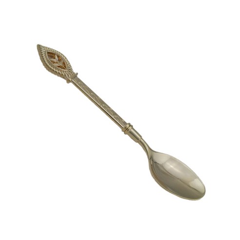 CY SHOP 크리 에이 티브 레트로 꽃 나무 디자인 스틸 수프/커피 스푼, 황금 꽃, 설명, 스테인레스 스틸