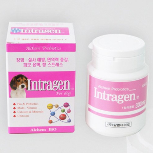 [당일발송] 인트라젠 200정 반려동물 종합 영양제 유산균 장건강 면역력 증강 변비 설사, 1통