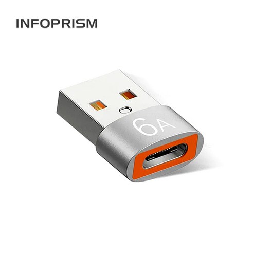 INFOPRISM / 6A 120W PD USB C타입 - A타입 변환 젠더 (OTG), 1개, C / 실버, 20mm