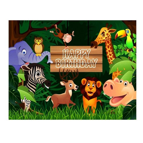 노 브랜드 자연 열대 우림 동물을위한 정글 사파리 테마 7X5Ft 배경 생일 파티 디저트 테이블 데코, 장식 배경