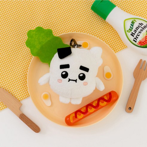 KUYA 주먹밥 쿵야 베이직 백참인형 키홀더 가방장식, 1개, 혼합색상