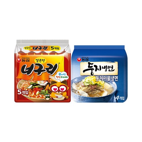 농심 얼큰너구리(120gx5입)+둥지냉면 동치미물냉면(161gx4입) 총9봉, 1개