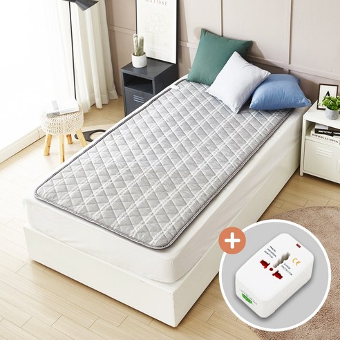 (멀티어댑터증정) 한일좋은자리 프리볼트 여행용 탄소전기장판 110V 220V 해외 캠핑 겸용, 싱글(100 x 180cm)