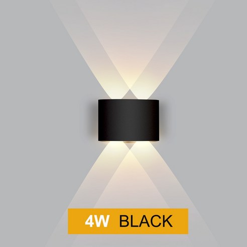 [XIG] Ip65 Led 벽 램프 야외 방수 정원 조명 알루미늄 Ac86-265 실내 침실 거실 계단 벽 빛, 쿨화이트(5500-7000K)_블랙 4W