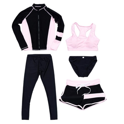 풍부한 컬러와 크기 옵션을 갖춘 피넬젯 여성용 스트라이프 래쉬가드 5종세트