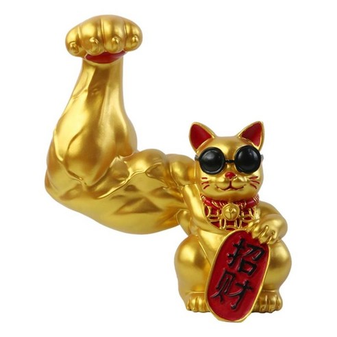 고양이 입상 돈 근육 고양이 입상 조각 수지 fengshui 동상 부 행운을 빕니다 홈 자동차 장식 장식 액세서리, 황금 행운