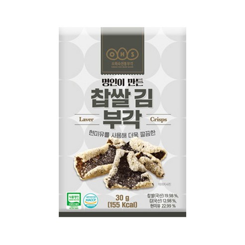 오희숙전통부각 찹쌀 김 부각, 30g, 8개
