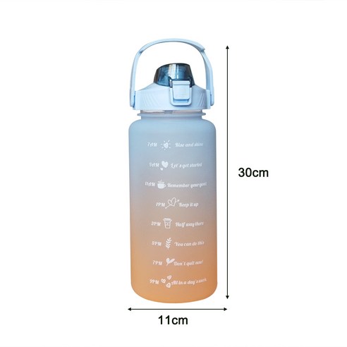 2L Portable Large-Capacity Water Bottle Time Marker Leak-Proof BPA Frosted Cup For Outdoor Sports Dr, 하나, BlueWaterBottle